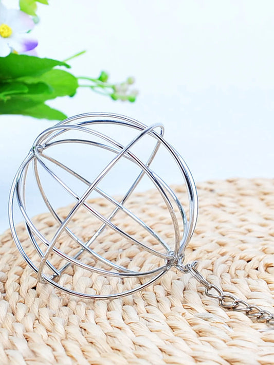 1pc-Hanging feeders for rabbits and birds, made of stainless steel material, equipped with grass balls for feeding