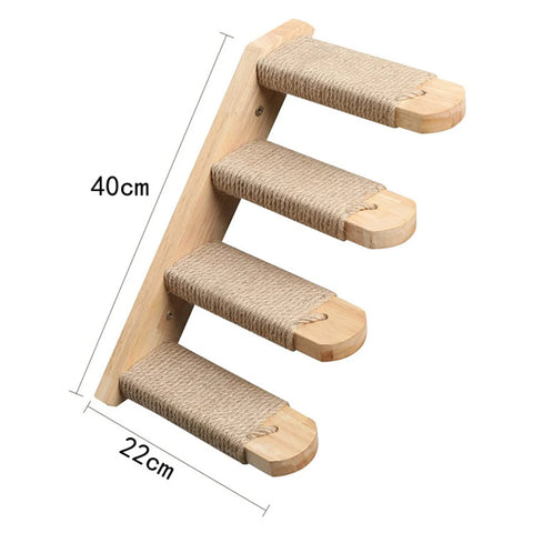 Wall-mounted Cat Climbing Frame 50cm Cat Climbing Ladder  Hammock  Activity Sisal Cat Grab Post Cat Pedal Indoor Cat House