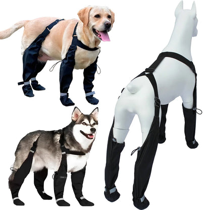 Waterproof Dog Booties with Suspenders and Anti Slip Soles Adjustable Leggings for Small Medium Large Dogs