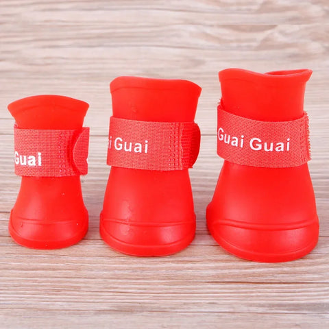 4PCS/SET Dog Boots for Small Dogs  Summer Pet Dog Shoes Waterproof Pet Rain Shoes for Dog Puppy Rubber Boots Durable Shoes