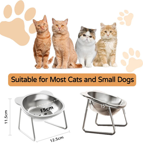 Cat Bowl Stainless Steel Cat Food Bowls with Metal Stand Food and Water Dish for Cats Kitten Puppies Feeders Cat Supplies