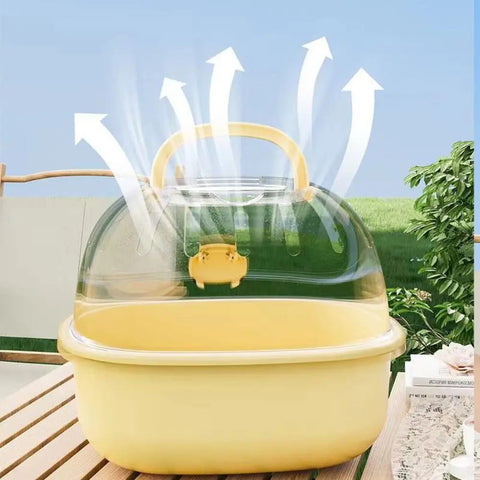Portable Handheld Hamster Cage Sturdy Breathable Pet Carrying Box Large Space Travel Carrier Holder Pet House