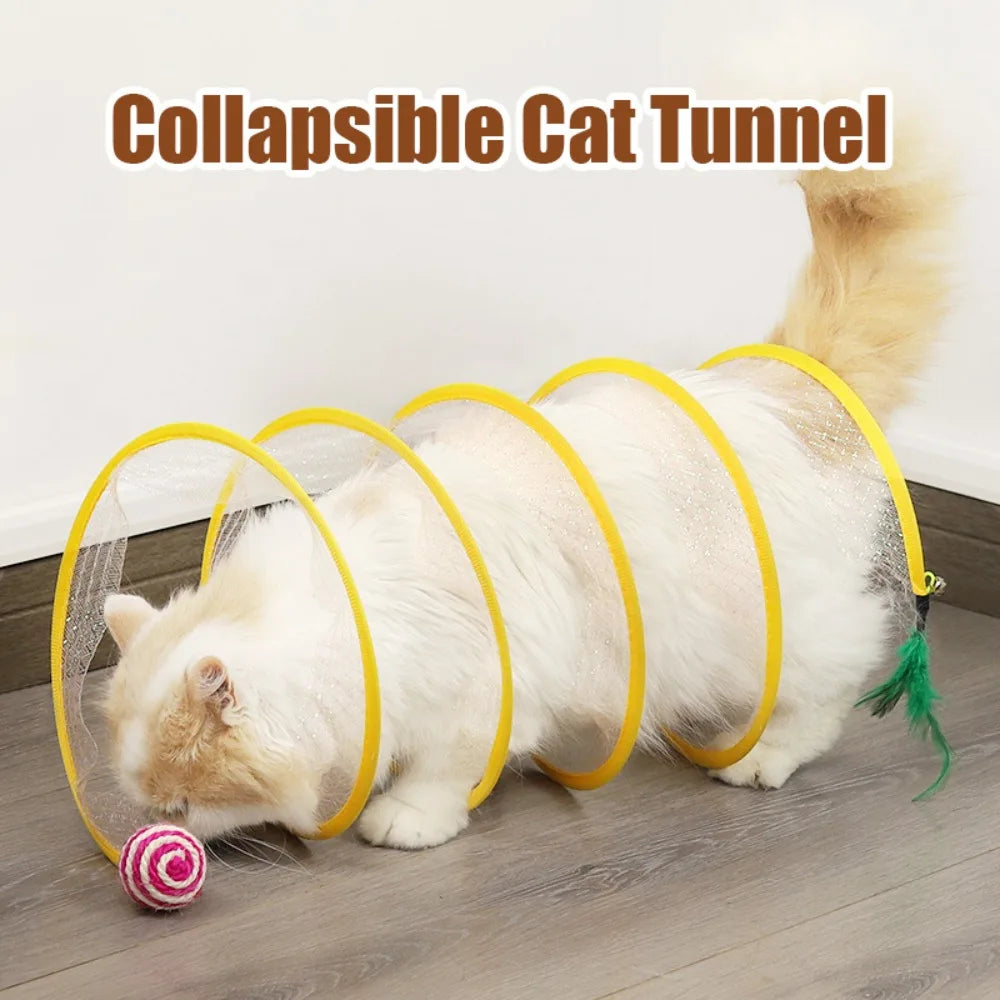 New Folded S Type Cat Tunnel Spring Toy Mouse Tunnel with Balls Convenient Storage Kitten Outdoor Interactive Toys Pet Products