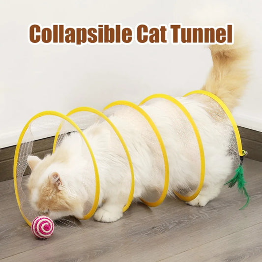 New Folded S Type Cat Tunnel Spring Toy Mouse Tunnel with Balls Convenient Storage Kitten Outdoor Interactive Toys Pet Products
