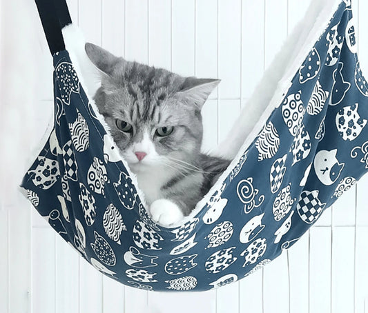 All-Season Cat Hammock for Cages, Durable Canvas & Linen, S/M/L Sizes, Easy Installation & Cleaning