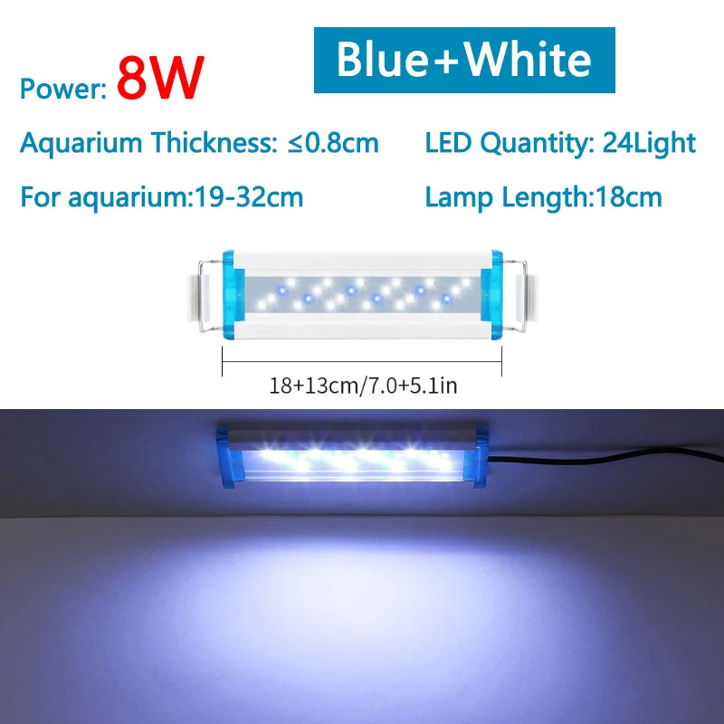 Extensible Waterproof Clip on Lamp For Fish Tank Super Slim Fish Tank Aquatic Plant Grow Aquarium LED Light 18-58cm