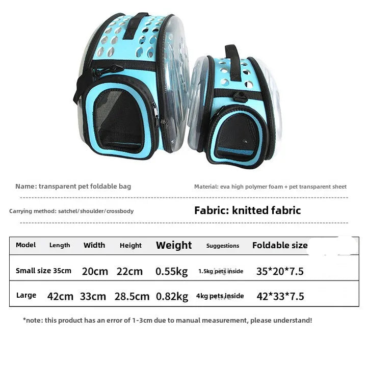 Transparent Pet Carrier Sling Bag for Cat Dog with Ventilation Foldable and Portable Large Capacity Cat Backpack Pet Carrier
