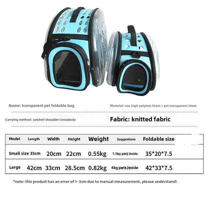 Transparent Pet Carrier Sling Bag for Cat Dog with Ventilation Foldable and Portable Large Capacity Cat Backpack Pet Carrier