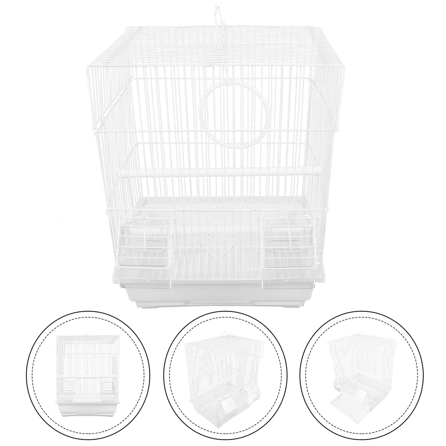 Iron Birdcage White Portable Wire Parrot Cage For Outing Pet Bird Cage Breathing Space Bird Cages Nests Pet Products