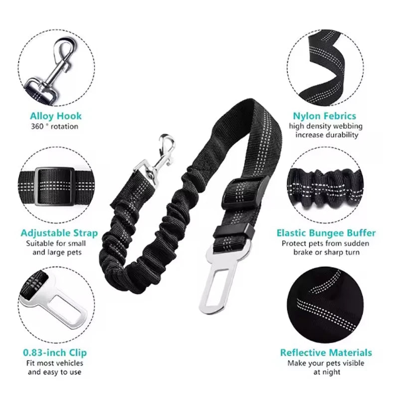 New hot pet supplies Car seat belt dog traction seat belt cushioned elastic safety rope traction leaf dog traction leaf