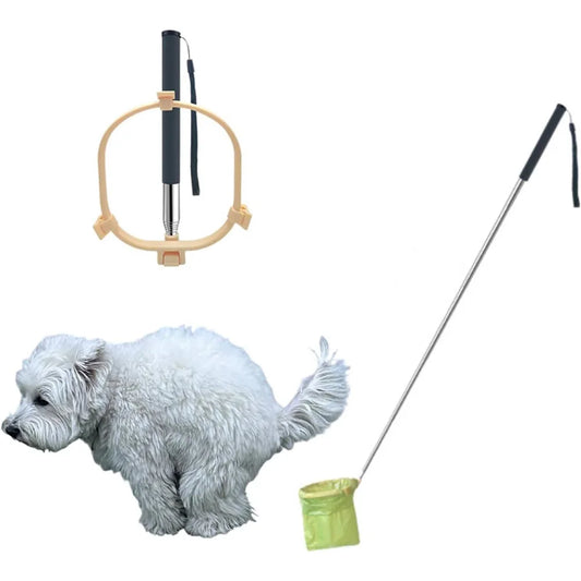 Outdoor portable pet poop shovel, foldable and extended non-contact dog feces and garbage cleaning tool
