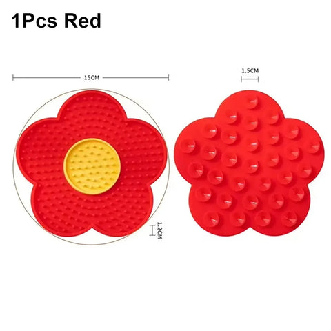 1Pcs Durable With Suction Cup Dog Licking Mat Sunflower Shaped Silicone Pet Lick Pad Cat Placemat Pet Supply