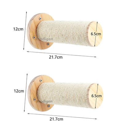 Cat Wall Climbing Shelf Four Step Stairway Scratching Post Bed Hiding House For Indoor Cats Tree Tower Pet Furniture Accessories