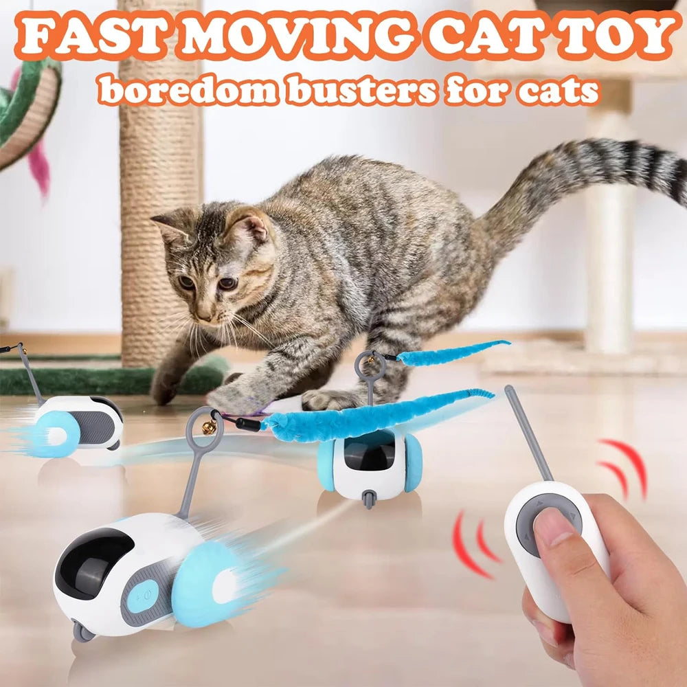Smart Cat Toy 2 Modes Automatic Moving Remote Controlled Toy Car for Cats Interactive Playing Kitten Training Supplies