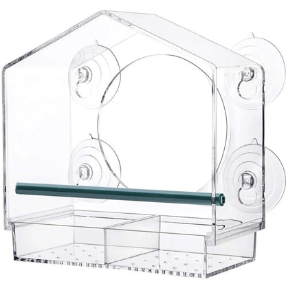 Acrylic Clear Glass Window Birds Hanging Feeder Birdhouse Food Feeding House Table Seed Cup Transparent Windowsill Birdfeeders