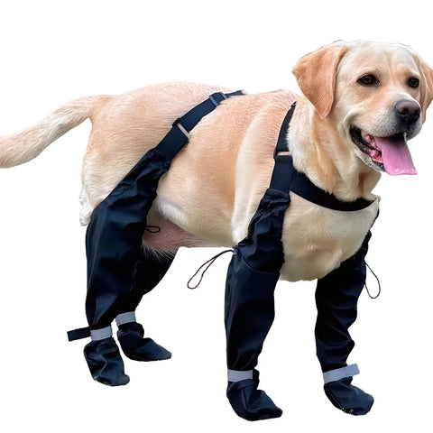 Waterproof Dog Booties with Suspenders and Anti Slip Soles Adjustable Leggings for Small Medium Large Dogs