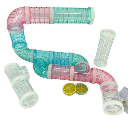 Cute DIY Hamster Tunnel Toy Pet Sports Training Pipeline Transparent Runway Toy Pet Hamster Game for Small Animal Accessories