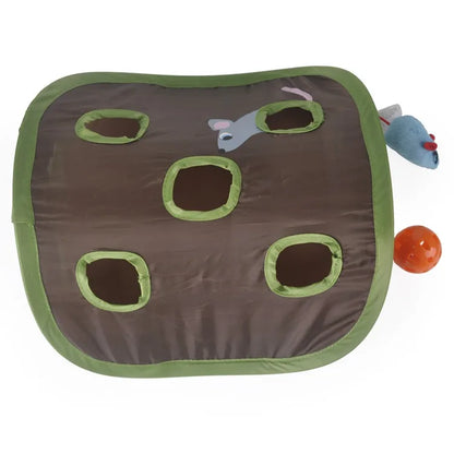 Cat Toy Folding Nine Hole Cloth Tunnel Plush Mouse Cat Grab Ball Bell Fun Decompression Convenient Storage Supplies