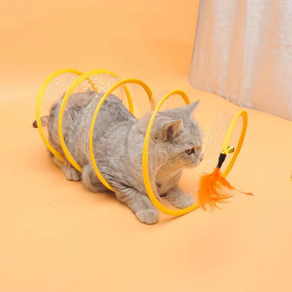 New Folded S Type Cat Tunnel Spring Toy Mouse Tunnel with Balls Convenient Storage Kitten Outdoor Interactive Toys Pet Products