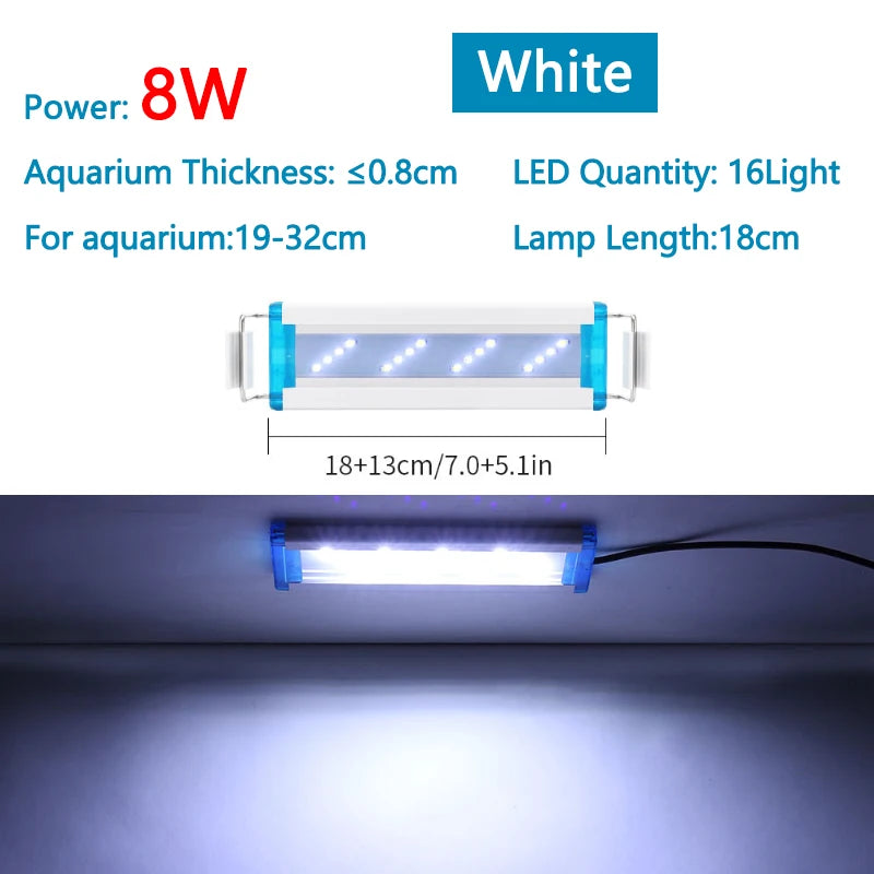 Extensible Waterproof Clip on Lamp For Fish Tank Super Slim Fish Tank Aquatic Plant Grow Aquarium LED Light 18-58cm
