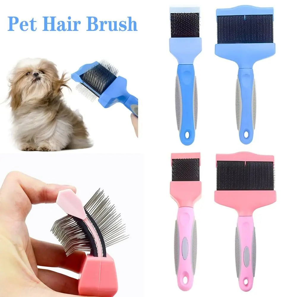 Stainless Steel Pet Hair Brush Double Sided Non-slip Grip Pet Fur Bristle Brush Pet Grooming Pet Hair Detangling Comb Cats