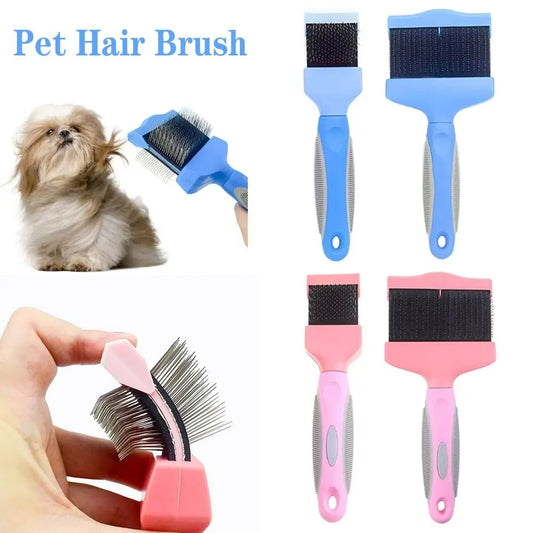 Stainless Steel Pet Hair Brush Double Sided Non-slip Grip Pet Fur Bristle Brush Pet Grooming Pet Hair Detangling Comb Cats