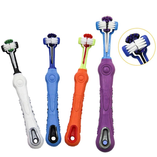 Three Sided Pet Toothbrush Multi-angle Toothbrush Cleaning Dog Cat Brush Bad Breath Pet Dental Care Cat Cleaning Mouth