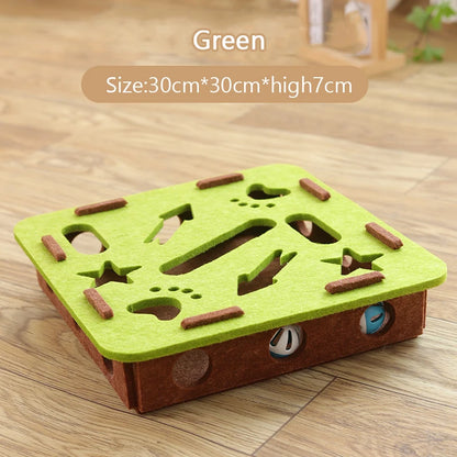 Booteely Cat Puzzle Toy Felt Puzzle Box Cat Exercise Toy with Ball Indoor Sports Entertainment Hunting Cat Toys for Indoor Cats