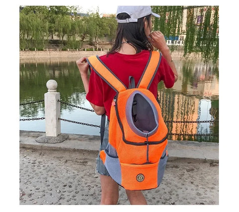 Outdoor Pet Dog Carrier Bag Portable Double Shoulder Mesh Backpack Travel Backpack  Front Bag Head Carrying Bags for Cat