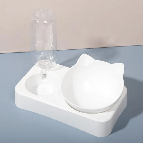 Double Bowl Automatic Watering Pet Anti-overturn Rice Plastic Cat Dog Food Bowl Cats Dogs Pet Tableware