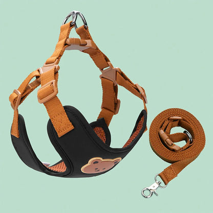Adjustable Dog & Puppy Harness Leash Set with Breathable Vest and Chest Strap for Small to Medium Dogs