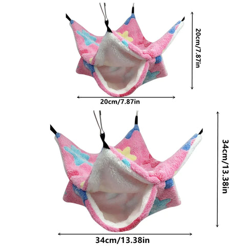 Double Layered Hamster Cage Sleeping Hammock Print Guinea Pig Clothes Bed Rodent Hammock Chinchilla Cage Little House