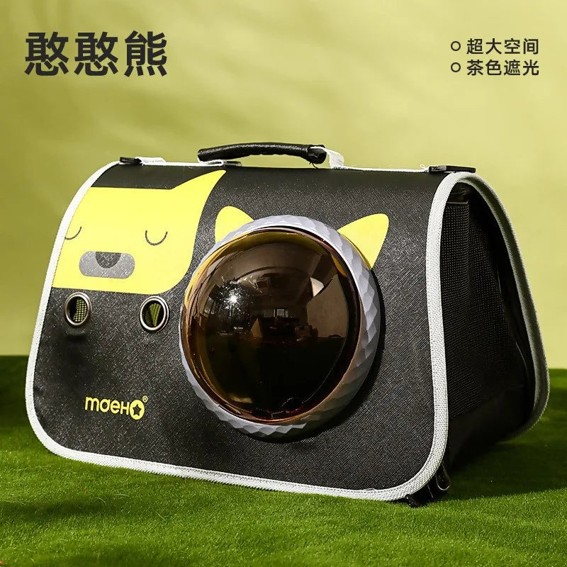 Foldable Cat Carrier Backpack – Cute Cartoon Design with Airflow Vents & Shoulder Strap Interface, Pet Travel Bag for Cats