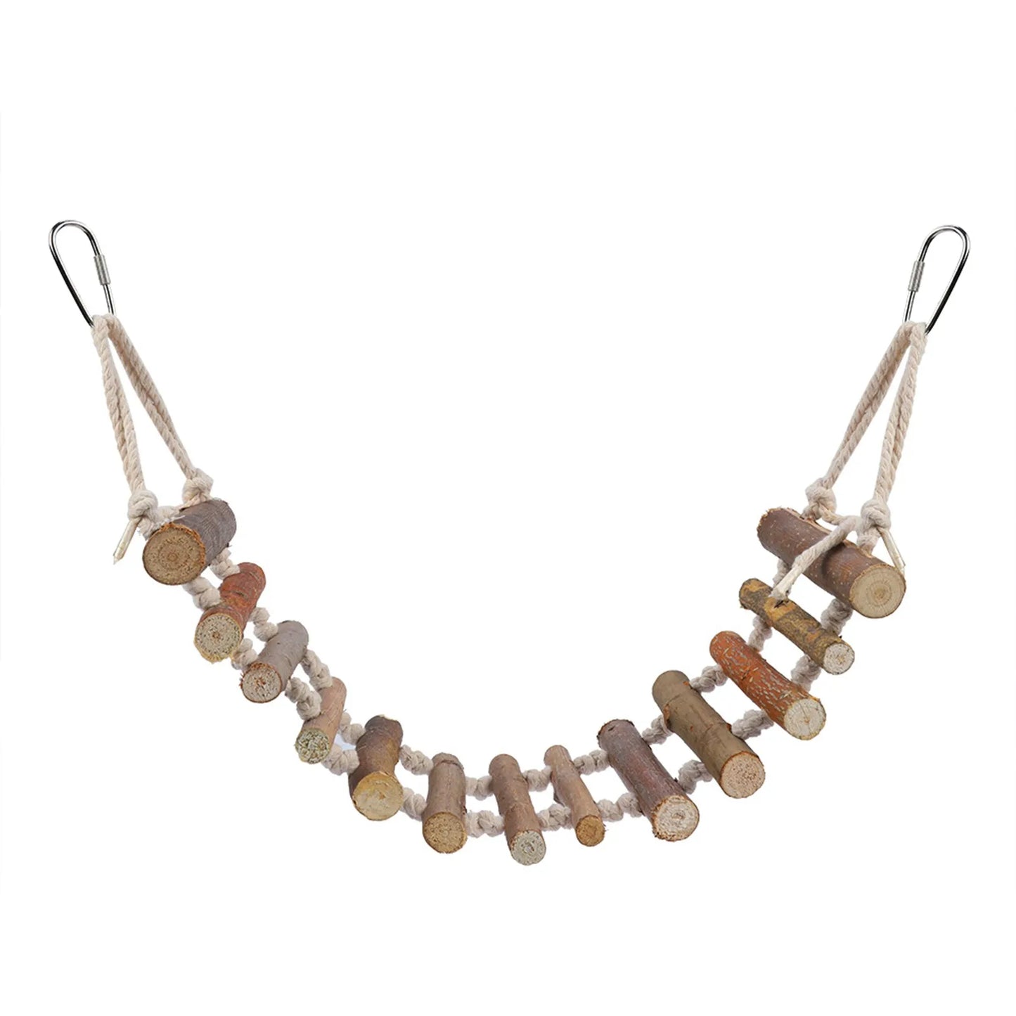 Parrot Natural Rope Wood Ladder Swing Toy Hanging Climbing Bridge Bird Pet Chewing Toys for Parrots Hamster