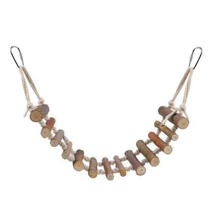 Parrot Natural Rope Wood Ladder Swing Toy Hanging Climbing Bridge Bird Pet Chewing Toys for Parrots Hamster