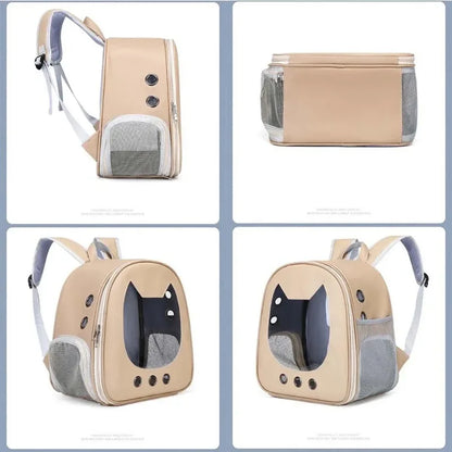 Pet Supplies Cat Carrier Bag PU Portable Travel Outdoor Backpack for Cat Small Dogs Transparent Breathable Carrying Shoulder Bag