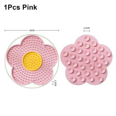 1Pcs Durable With Suction Cup Dog Licking Mat Sunflower Shaped Silicone Pet Lick Pad Cat Placemat Pet Supply