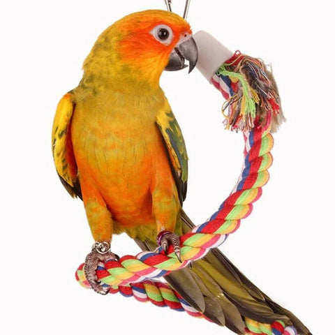 Bird Toys Parrot Climbing Rope Birdcage Suspension Pole Cotton Rope Swivel Ladder Parakeet Training Chew Toys Pet Supplies