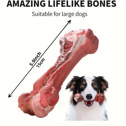 Indestructible Dog Chew Toy for Aggressive Chewers - Durable, Non-Toxic Natural Rubber Bone Shape for Teeth Cleaning