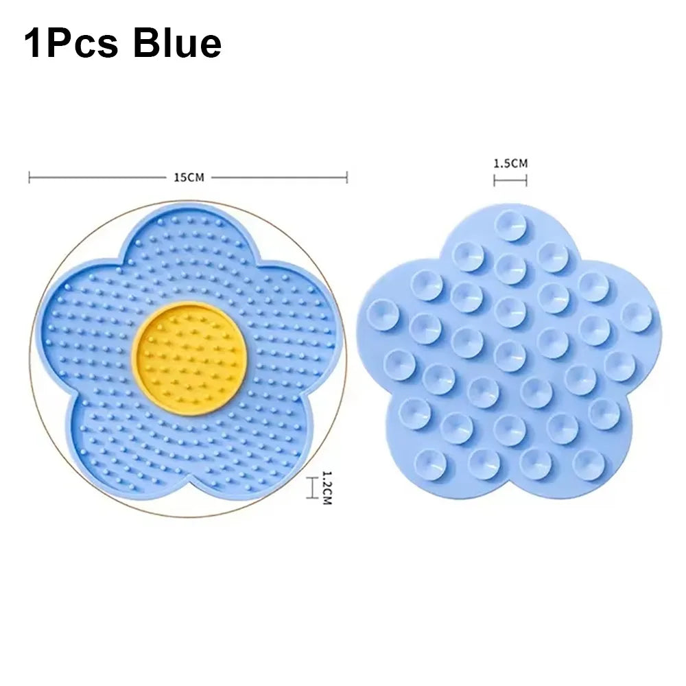 1Pcs Durable With Suction Cup Dog Licking Mat Sunflower Shaped Silicone Pet Lick Pad Cat Placemat Pet Supply