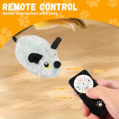 Cat Mouse Interactive Plush Toys LED Glow Electric Telecontrol Auto Rechargeable Moving Mice Toy Realistic Kitten