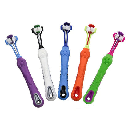 Three Sided Pet Toothbrush Multi-angle Toothbrush Cleaning Dog Cat Brush Bad Breath Pet Dental Care Cat Cleaning Mouth