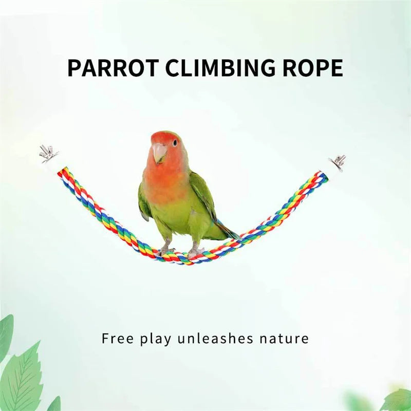 40/60/80cm Colorful Parrot Rope Hanging Braided Budgie Bird Cage Cockatiel Toy Pet Stand Accessories Ladder Swing Supplies