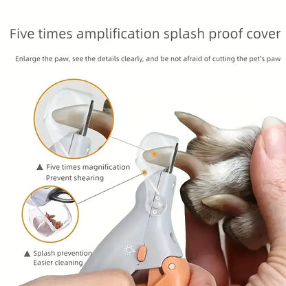 LED Light Pet Nail Clippers - Great for Trimming Cat and Dog Nails and Claws, 5x Magnification, Can Be Used as Nail Clippers, Qu