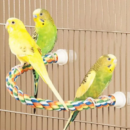 Bird Bite Toy Multi-color Parrot Standing Woven Rope Toy  Bird Chew Toy Bendable Pet Parrot Standing Perches  For Parakeet
