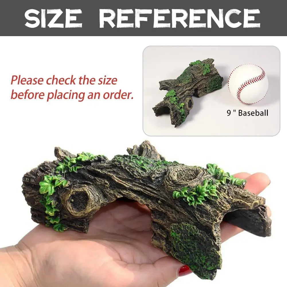 Aquarium Hollow Tree Tunnel Cave Ornament Fish Shrimp Reptile Hiding Shelter Fish Tank Decorations Small Fishbowl Accessories