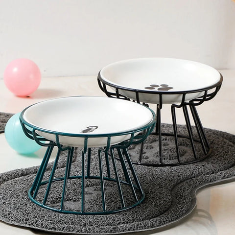 Ceramic For Dog Cat Puppy Kitten Elevated Cat Feeder Drinker Pet Feeder Bowl Pet Supplies Cat Food Bowl Water Feeder Container