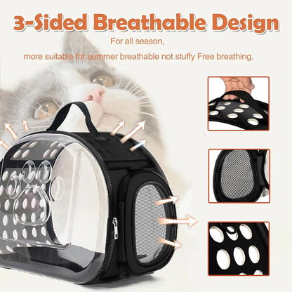 Pet Cat Carrier Bag for Travel Breathable Handbag Puppy Cats Bag Transparent Portable Shoulder Strap Bag for Small Pet Cats Dog