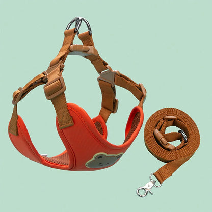 Adjustable Dog & Puppy Harness Leash Set with Breathable Vest and Chest Strap for Small to Medium Dogs