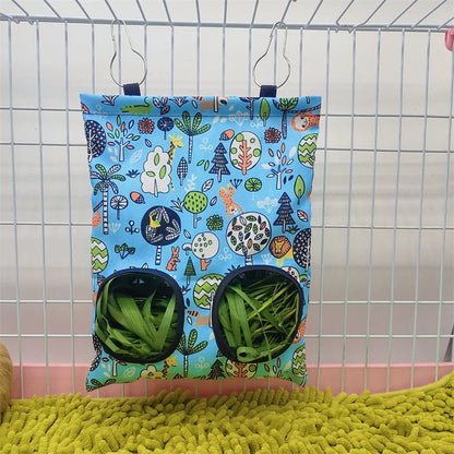 Rabbit Hay Feeder Small Animal Hanging Hay Bag for Bunny Guinea Pigs Chinchilla Feeder Food Dispensers Bag Pet Feeding Bag